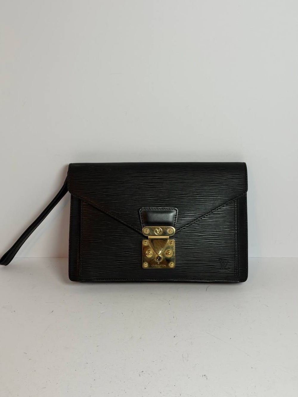 Louis Vuitton Epi Black Leather Pochette Sellier Dragonne Clutch Bag